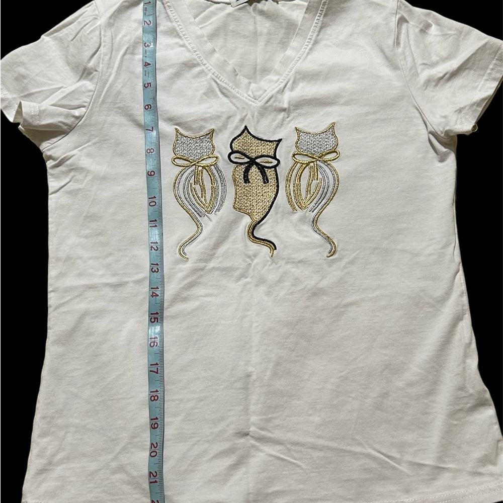 White T-shirt embroidered - Picture 1 of 5